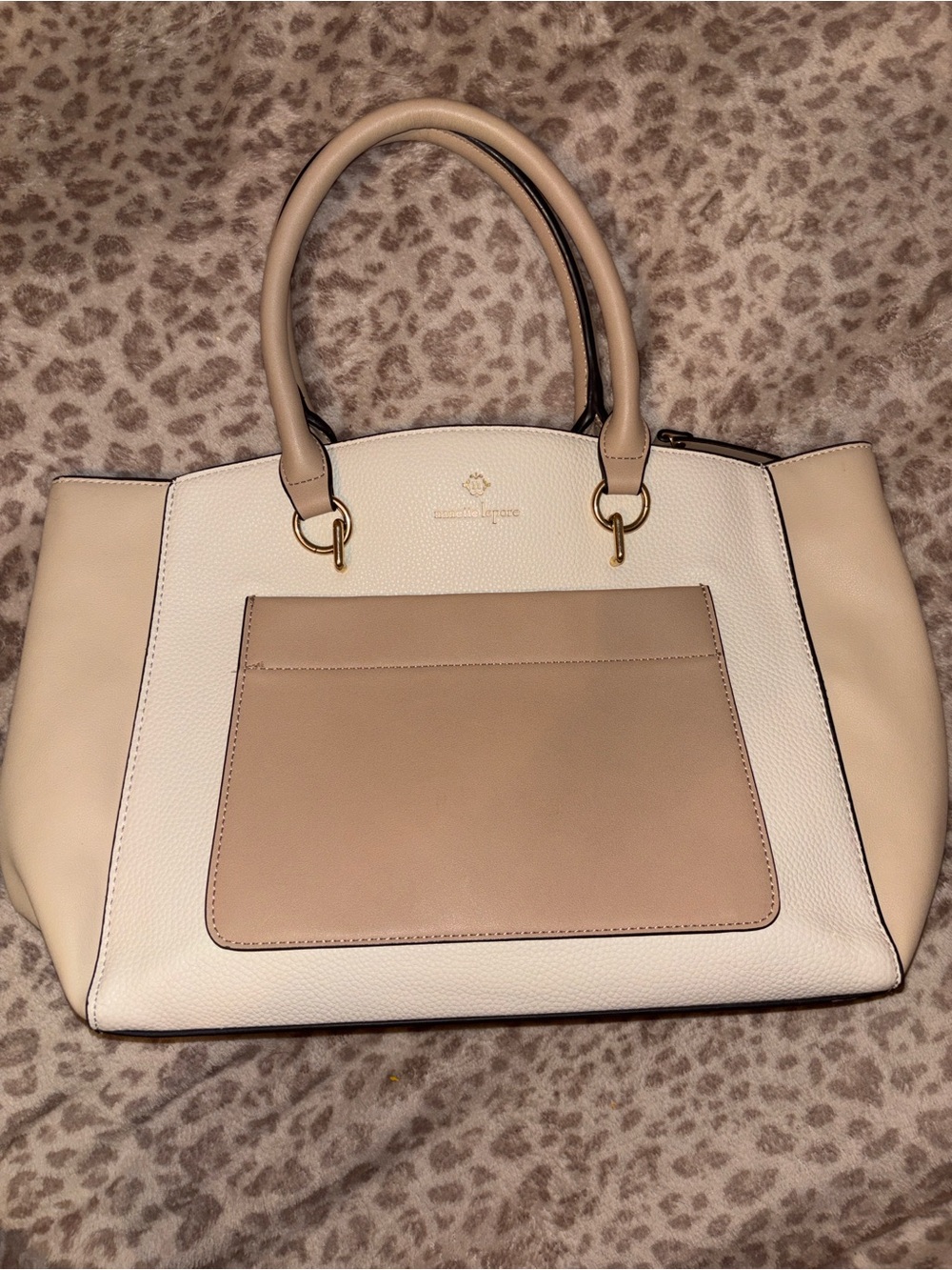 Nanette Lepore Cream & Beige Two-Tone Satchel
